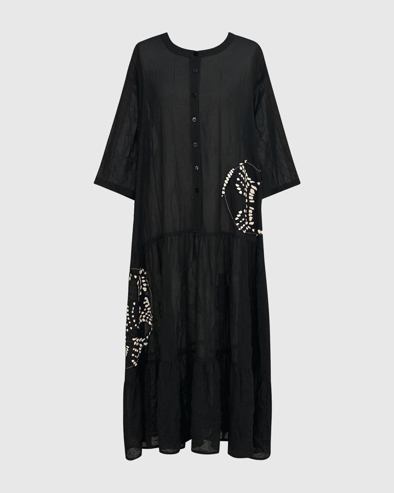 kleid mit asymmetrischen stickereien ed281 - Alembika