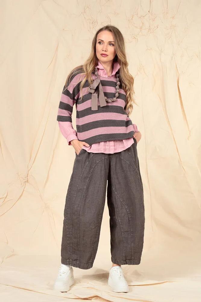 leinen gestreifter pulli 62074-bl - Grizas
