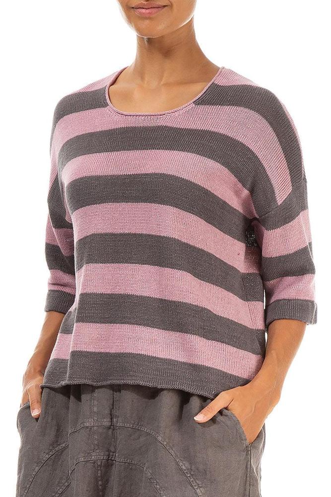 leinen gestreifter pulli 62074-bl - Grizas