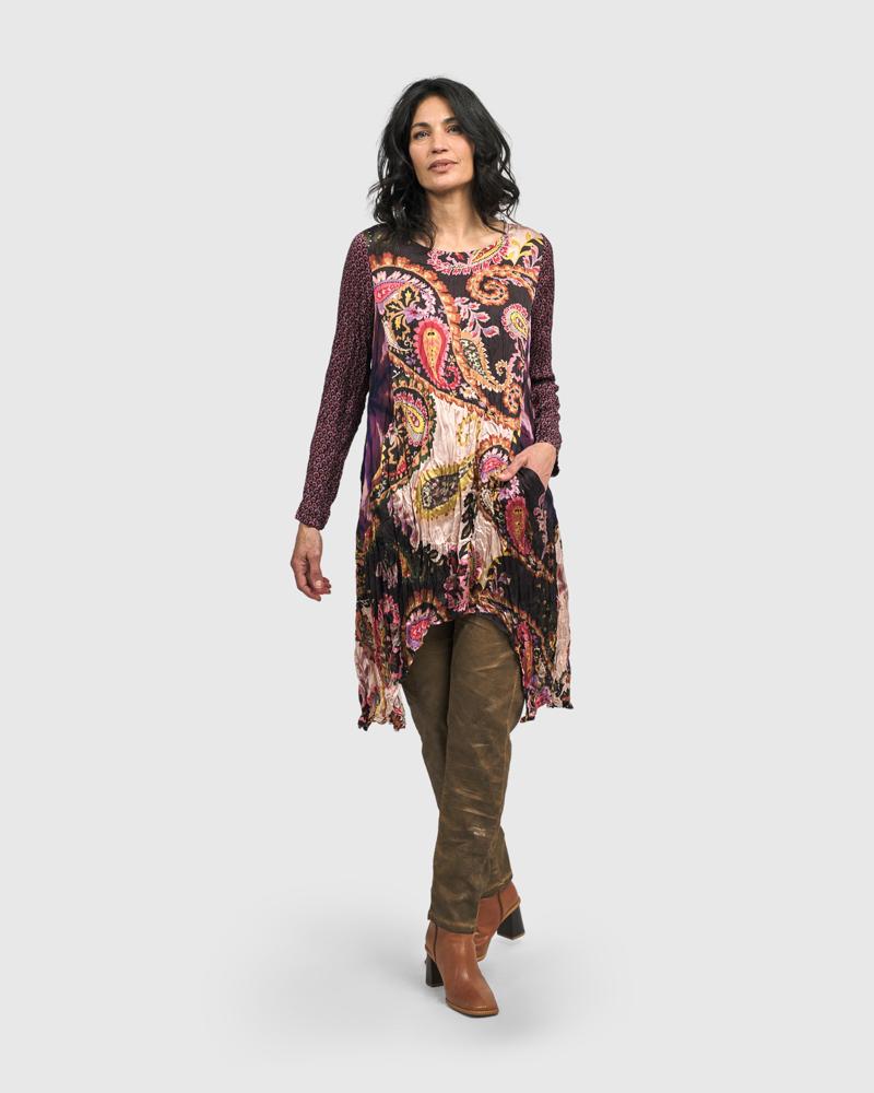 bohemien paisley print asymmetrische tunika at601 - Alembika