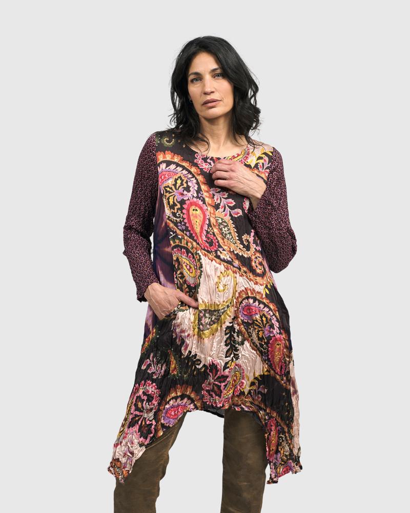 bohemien paisley print asymmetrische tunika at601 - Alembika