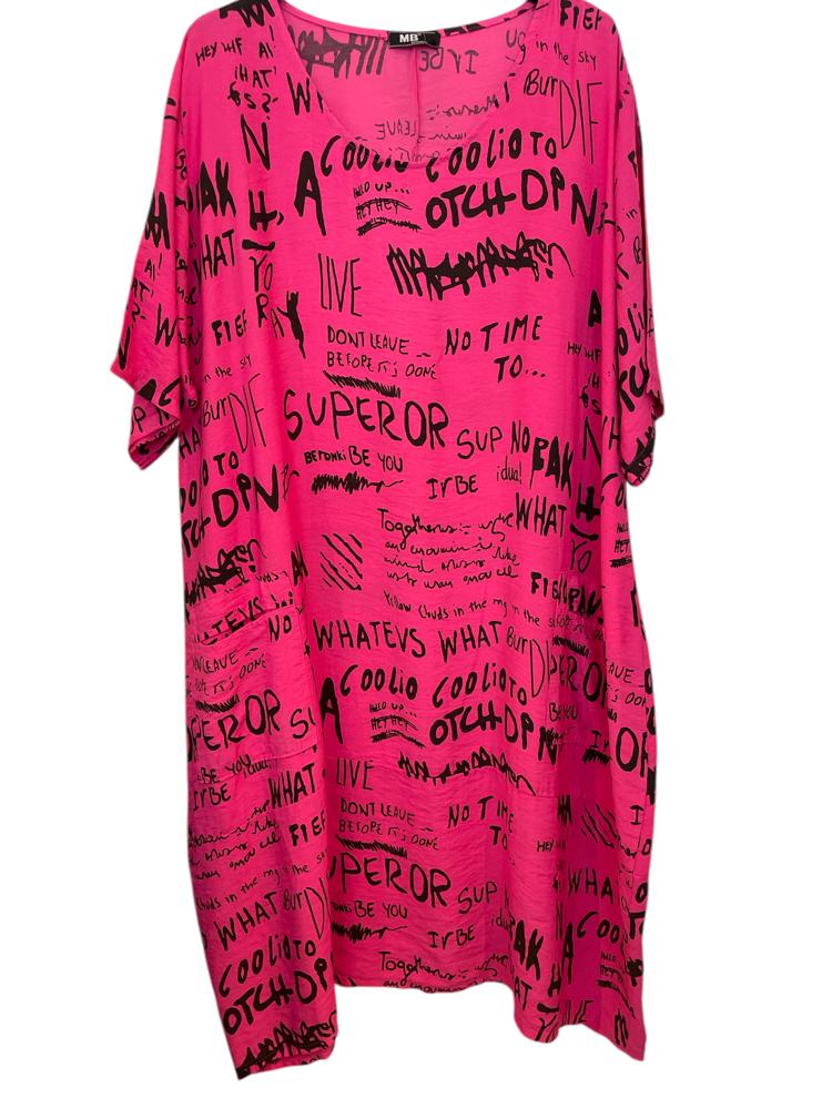 viscosekleid mit schriftzug 92019 - MB Style