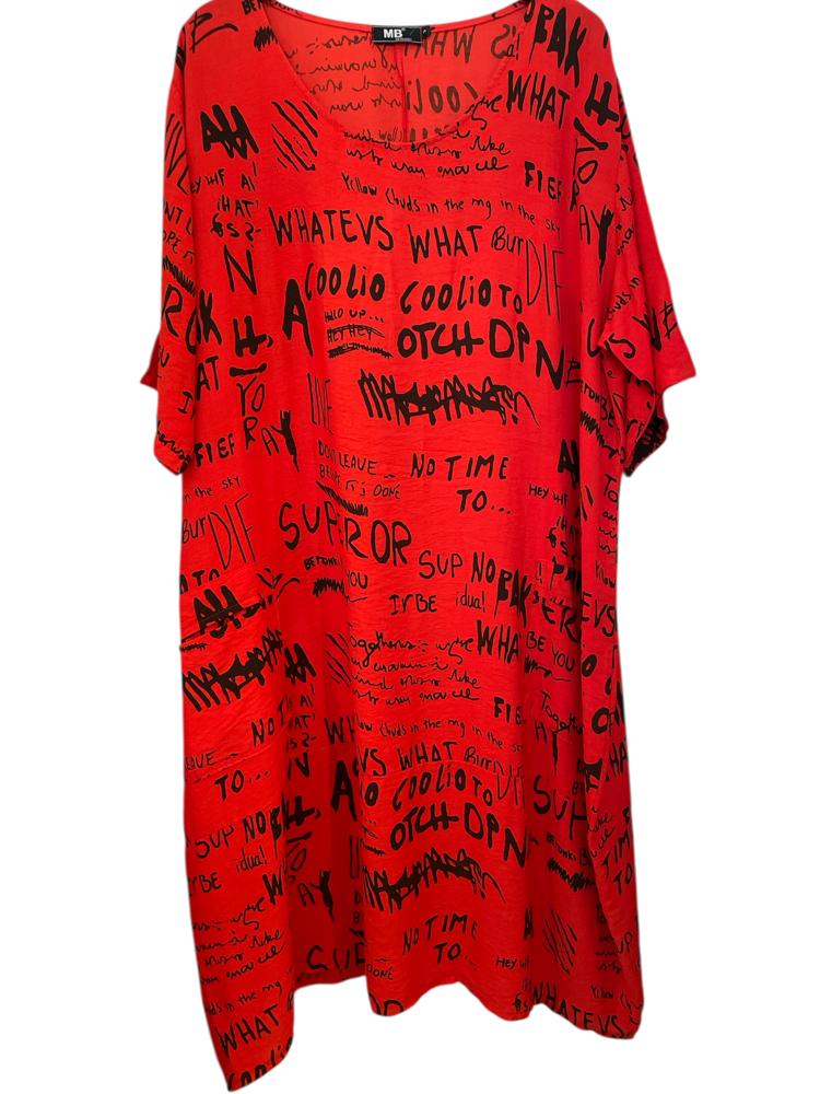 viscosekleid mit schriftzug 92019 - MB Style