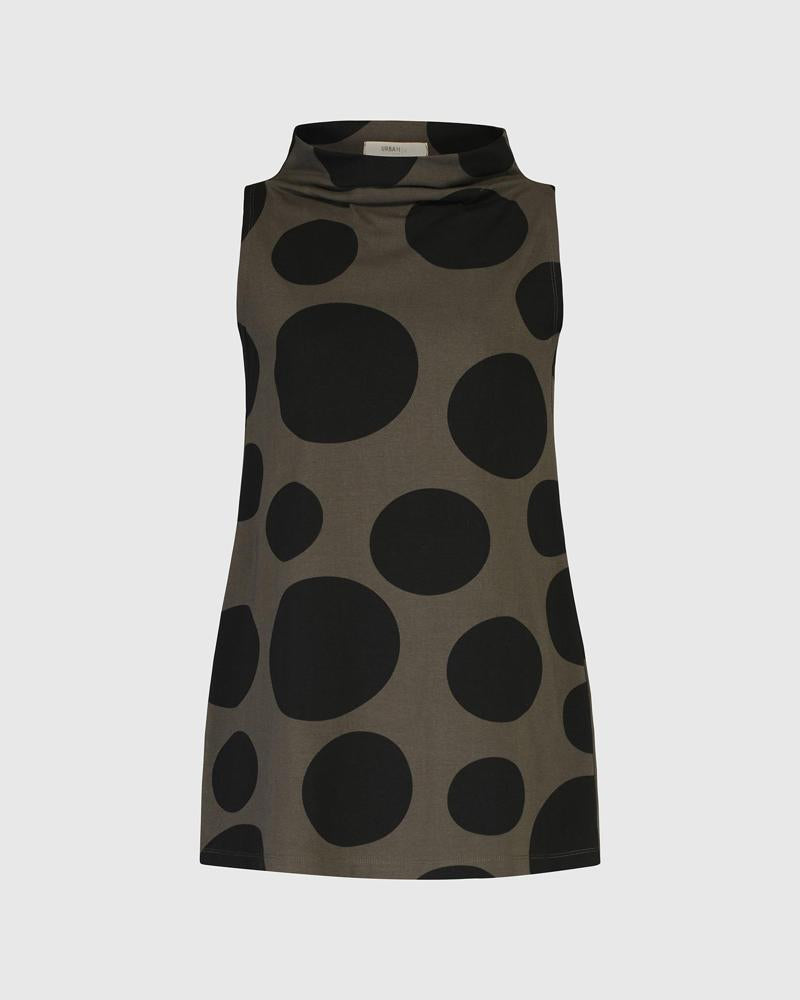 elegantes ärmelloses rollkragen-top mit großen punkten - ut164k - Urban by Alembika